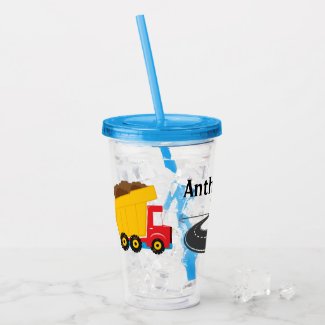 Kids Customize Construction Truck Acrylic Tumbler