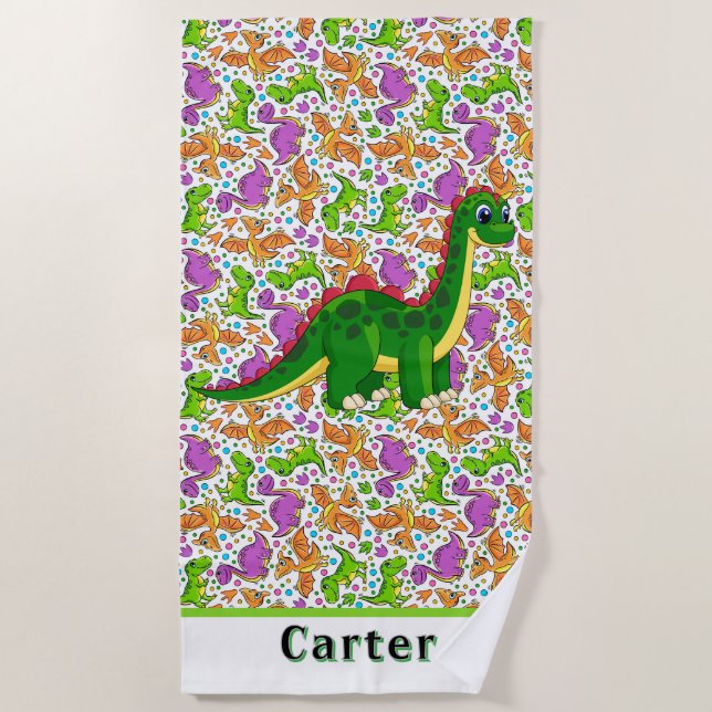 Kids Customize Dinosaur  Beach Towel (Front)