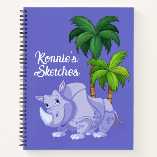 Kids Customize Rhino Sketch Spiral Notebook