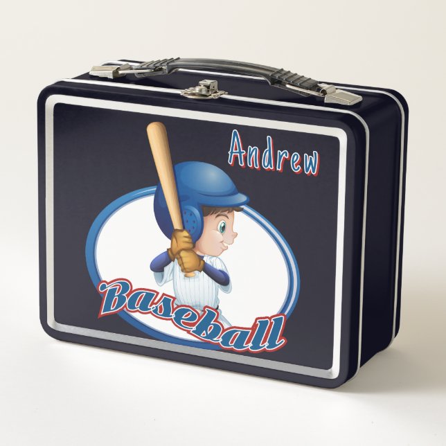 Kids Customized Baseball  Metal Lunch Box (Front)
