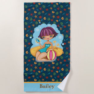 Kids Customized Beachy Beach Towel 