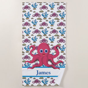 Kids Customized Octopus  Beach Towel