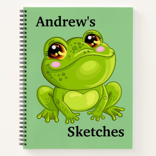 Kids Customizes Green Frog Notebook
