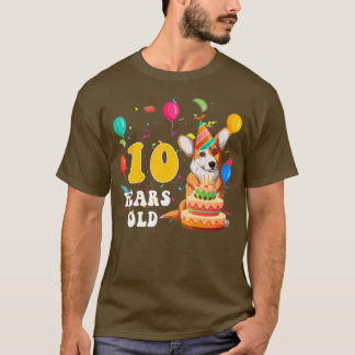 Kids Cute 10 Years Old Corgi Dog Lover 10th Birthd T-Shirt