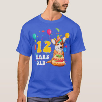 Kids Cute 12 Years Old Corgi Dog Lover 12th Birthd T-Shirt