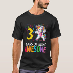 Kids Cute 3 Years Old Unicorn Dabbing 3Rd Birthday T-Shirt