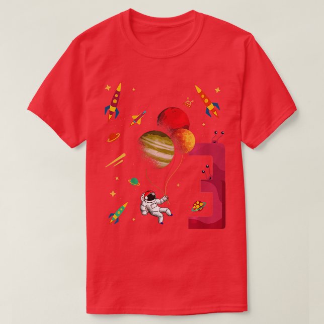 Kids Cute 3rd Birthday 3 Years Old oddler Spaceman T-Shirt (Design Front)