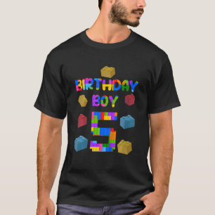 Kids Cute 5th Birthday 5 Years Old Block Building T-Shirt