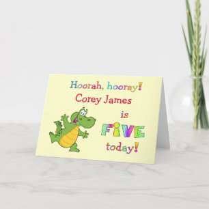 Kids Cute 5th Birthday Personalize for Girl or Boy Card