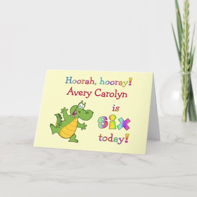 Kids Cute 6th Birthday Personalize for Girl or Boy Card (Front)