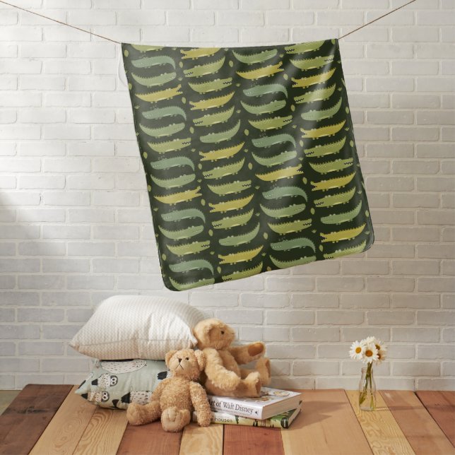 Kids Cute Alligators Crocodiles Talking Together Baby Blanket (In Situ)
