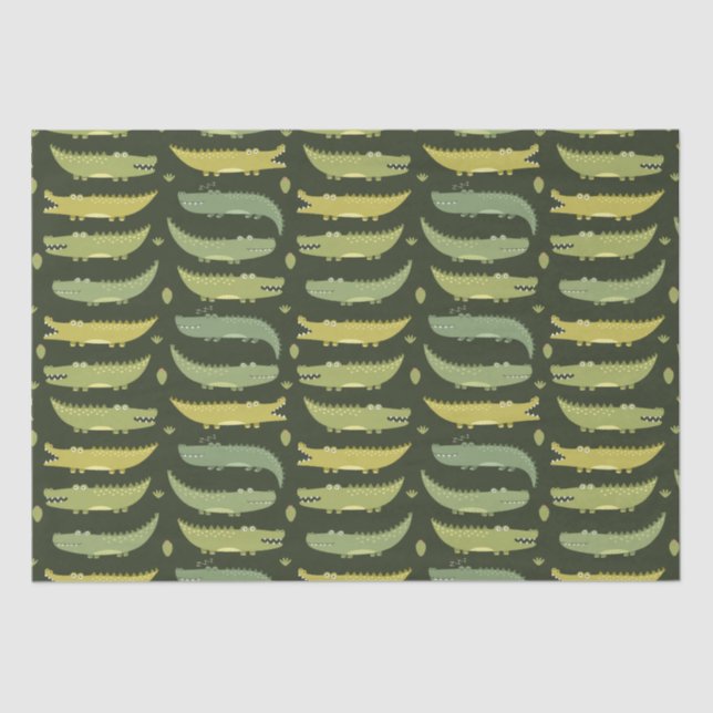 Kids Cute Alligators Crocodiles Talking Together Tissue Paper (Front)