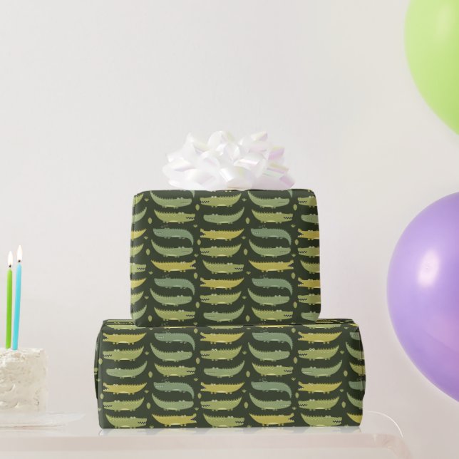 Kids Cute Alligators Crocodiles Talking Together Wrapping Paper (Party Gifts)