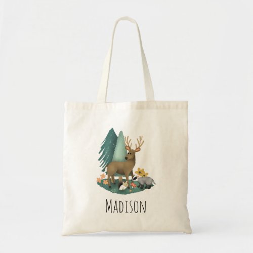 Kids Cute and Modern Woodland Forest Animals Tote Bag