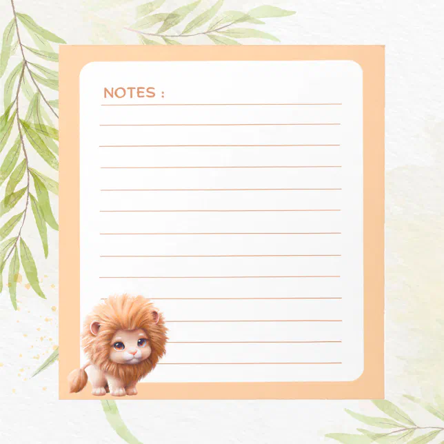 Kids Cute Animal Baby Lion Notepad | Zazzle