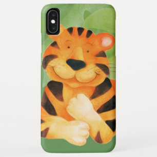 Kids cute animal tiger face green orange iPhone XS max case