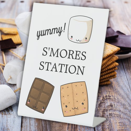 Kids Cute Backyard Birthday Party Smores Station Pedestal Sign