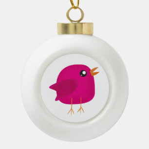 Kids cute birdy ceramic ball christmas ornament