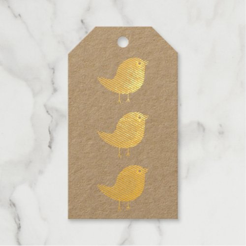 Kids cute birdy  foil gift tags