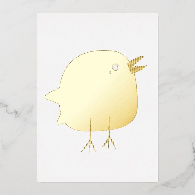 Kids cute birdy     foil invitation (Front)