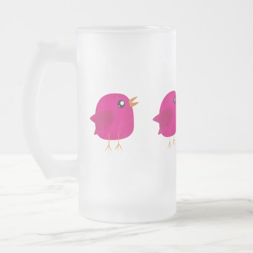 Kids cute birdy    frosted glass beer mug