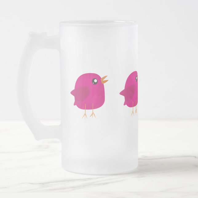 Kids cute birdy    frosted glass beer mug (Left)