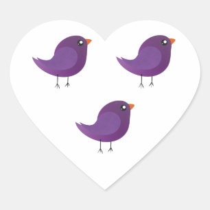 Kids cute birdy heart sticker