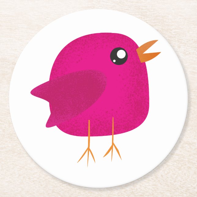 Kids cute birdy  round paper coaster (Front)