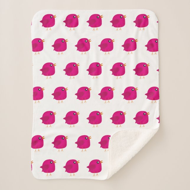 Kids cute birdy    sherpa blanket (Front)