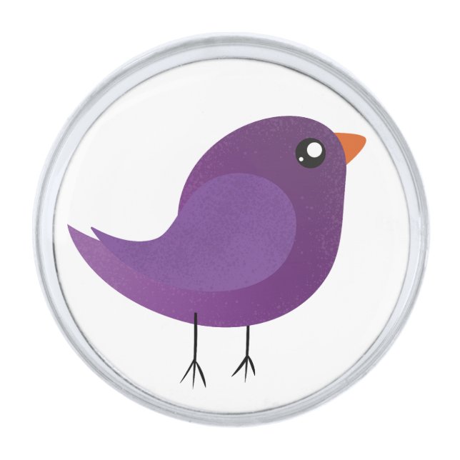 Kids cute birdy  silver finish lapel pin (Front)