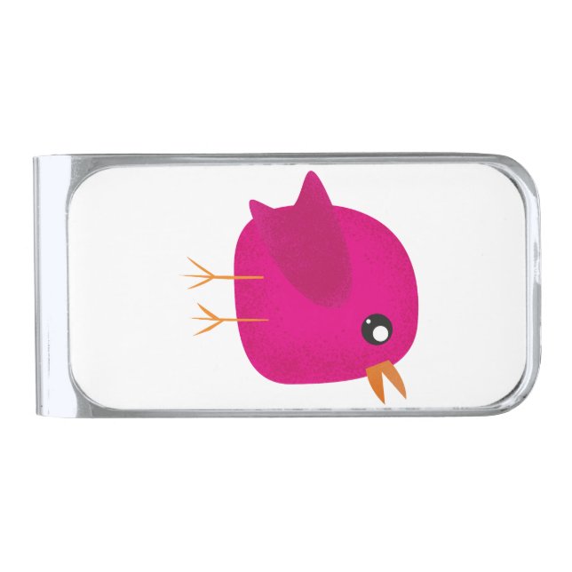 Kids cute birdy   silver finish money clip (Front)