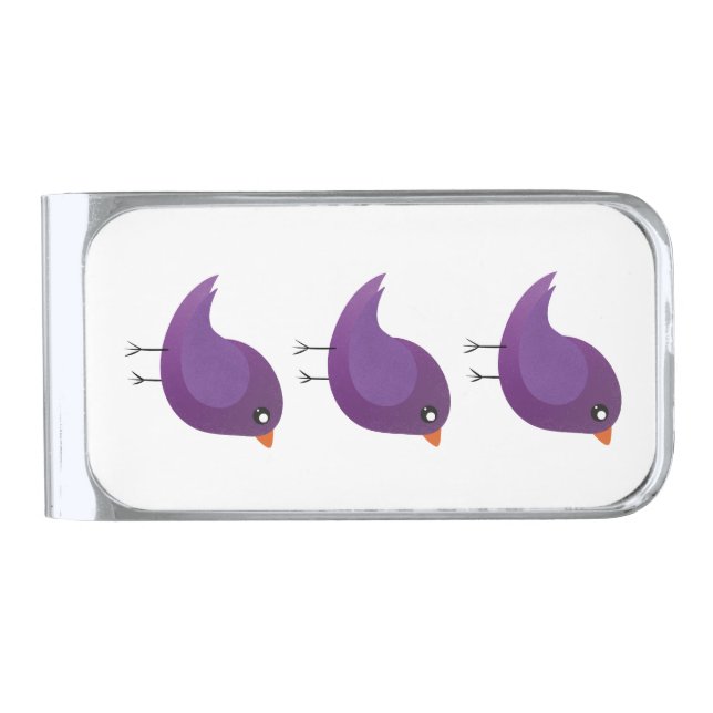 Kids cute birdy  silver finish money clip (Front)