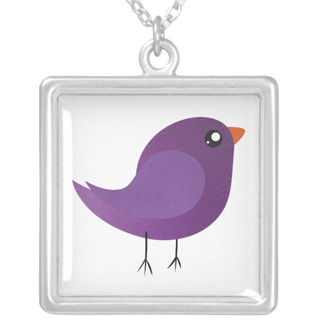Kids cute birdy  silver plated necklace (Front)