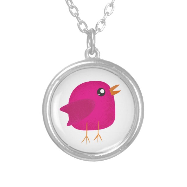 Kids cute birdy    silver plated necklace (Front)