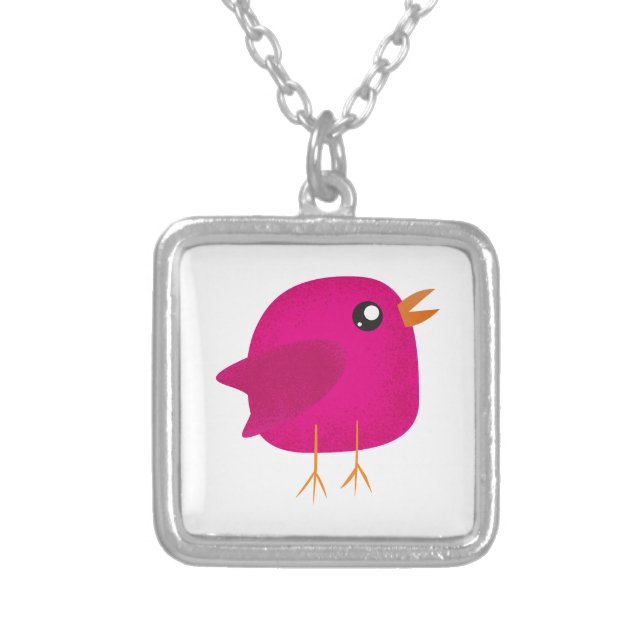 Kids cute birdy  silver plated necklace (Front)