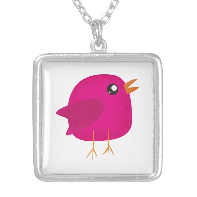 Kids cute birdy   silver plated necklace (Front)