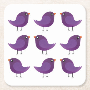 Kids cute birdy square paper coaster
