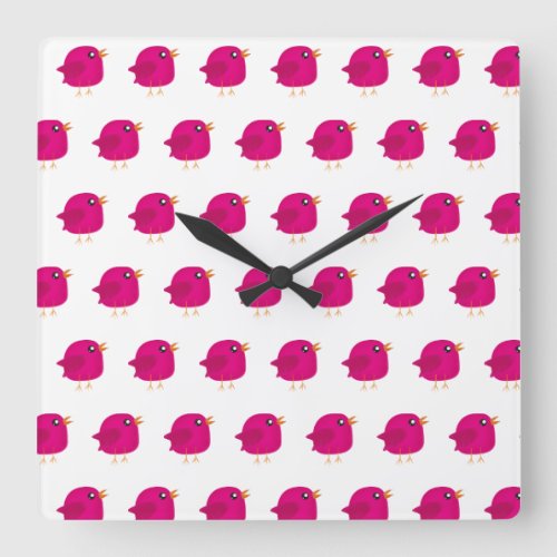 Kids cute birdy   square wall clock