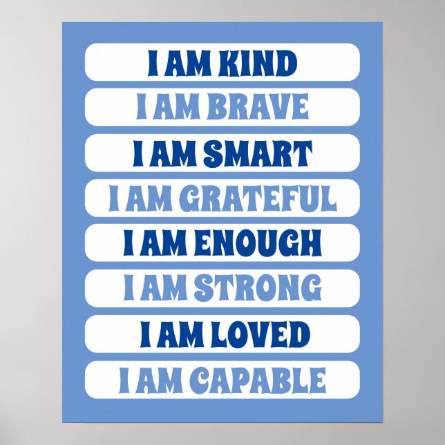 Kids Cute Blue Affirmations for Boy Nursery Decor (Front)