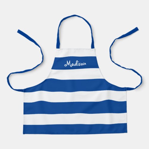 Kids Cute Blue and White Striped Personalized Apron