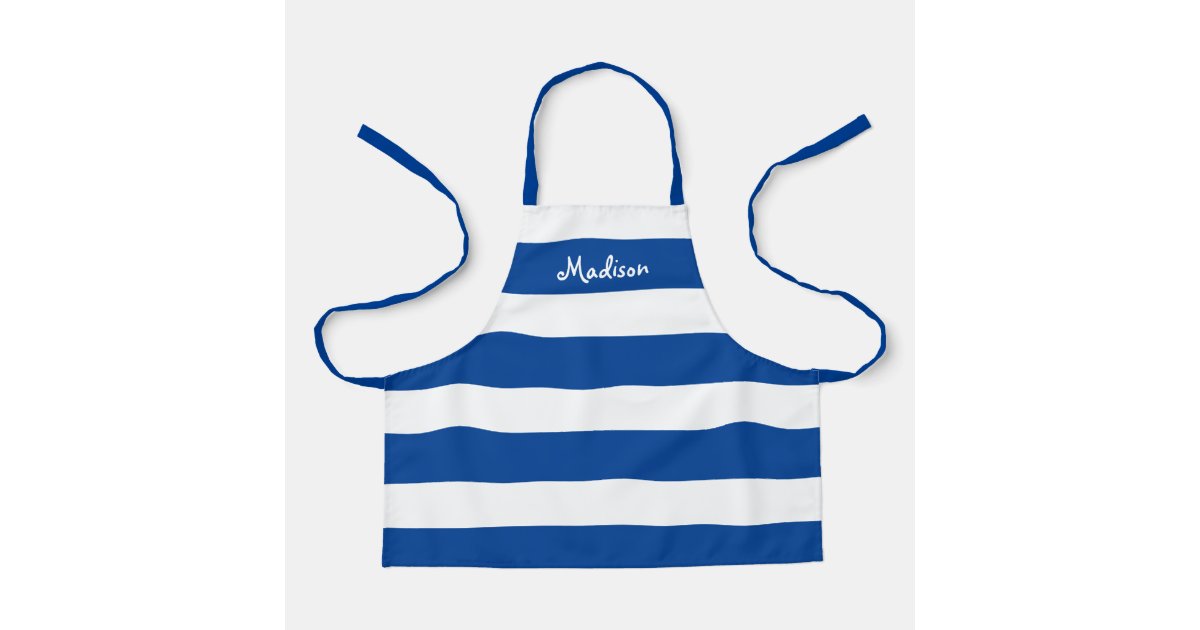 Kids Cute Blue and White Striped Personalized Apron Zazzle