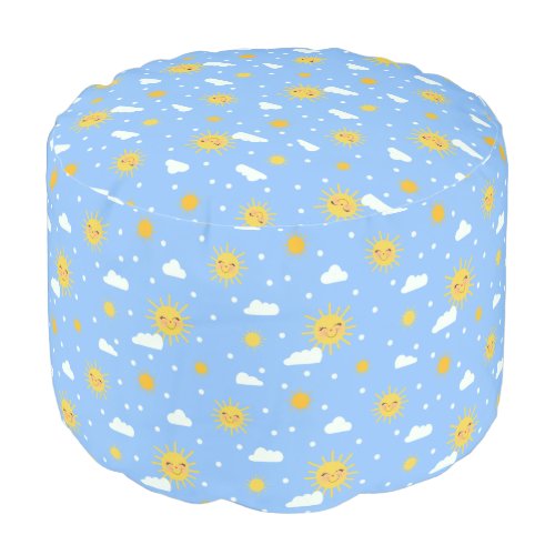 Kids Cute Blue And Yellow Sunshine Pattern Pouf