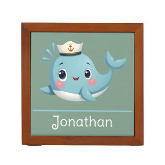 Kids Cute Blue Sea Whale Back to School Desk Organizer