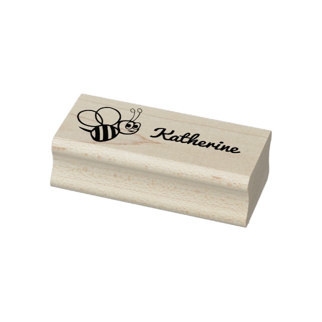 Kids Cute Bumblebee Personalized Bee Cartoon Rubber Stamp (Stamp)