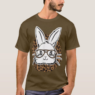 Kids Cute Bunny Face Leopard Glasses Funny Bunny E T-Shirt