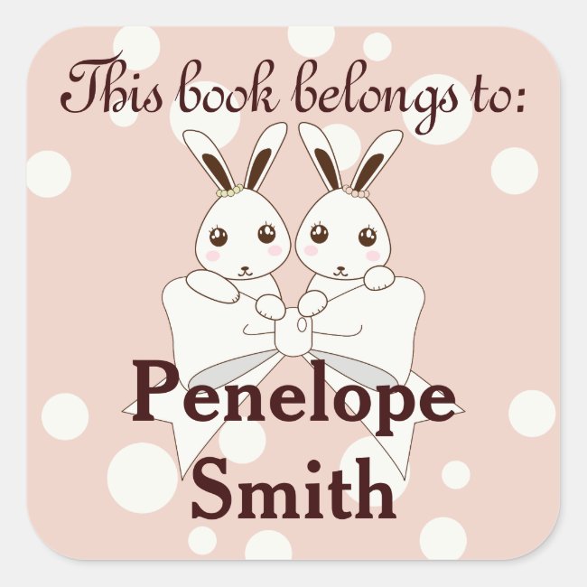 Kids Cute Bunny This Book Belongs To Bookplate