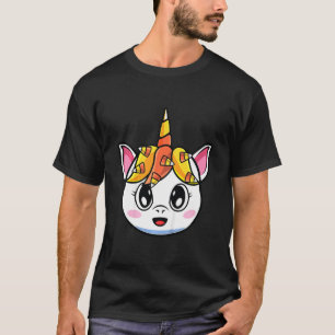 Kids Cute Candy Corn Unicorn Funny Halloween Girl T-Shirt