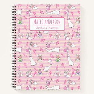 kids Cute Cartoon Animals Personalized Sketchbook  Notebook