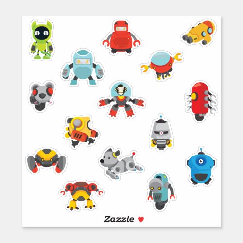 Kids Cute Cartoon Robots Sticker