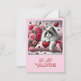 Kids Cute Cat Valentine's Day Classroom Note Card